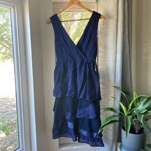 Anthropologie Rio Rao Ruffle Navy Blue Dress Small